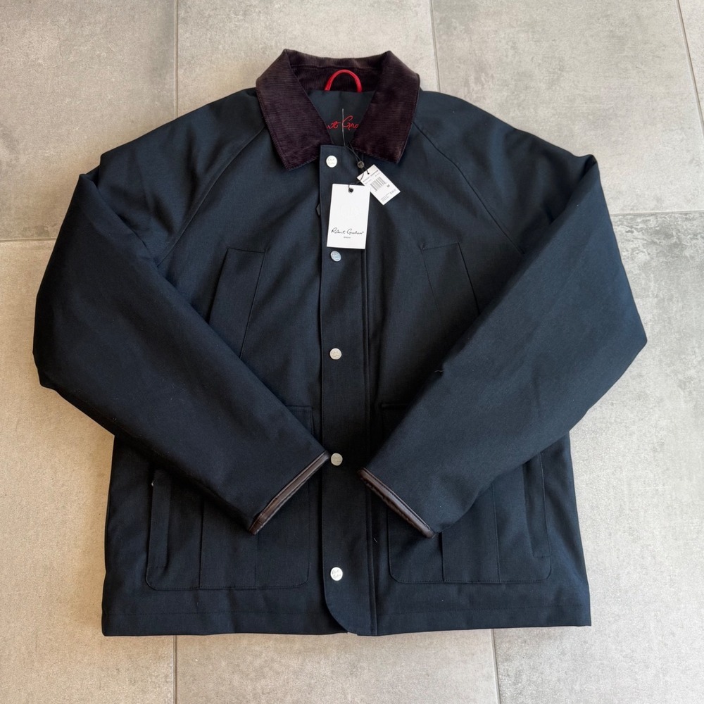 Robert Graham RG-120G Black Barn Jacket Corduroy Collar Quilted Mens Small NWT